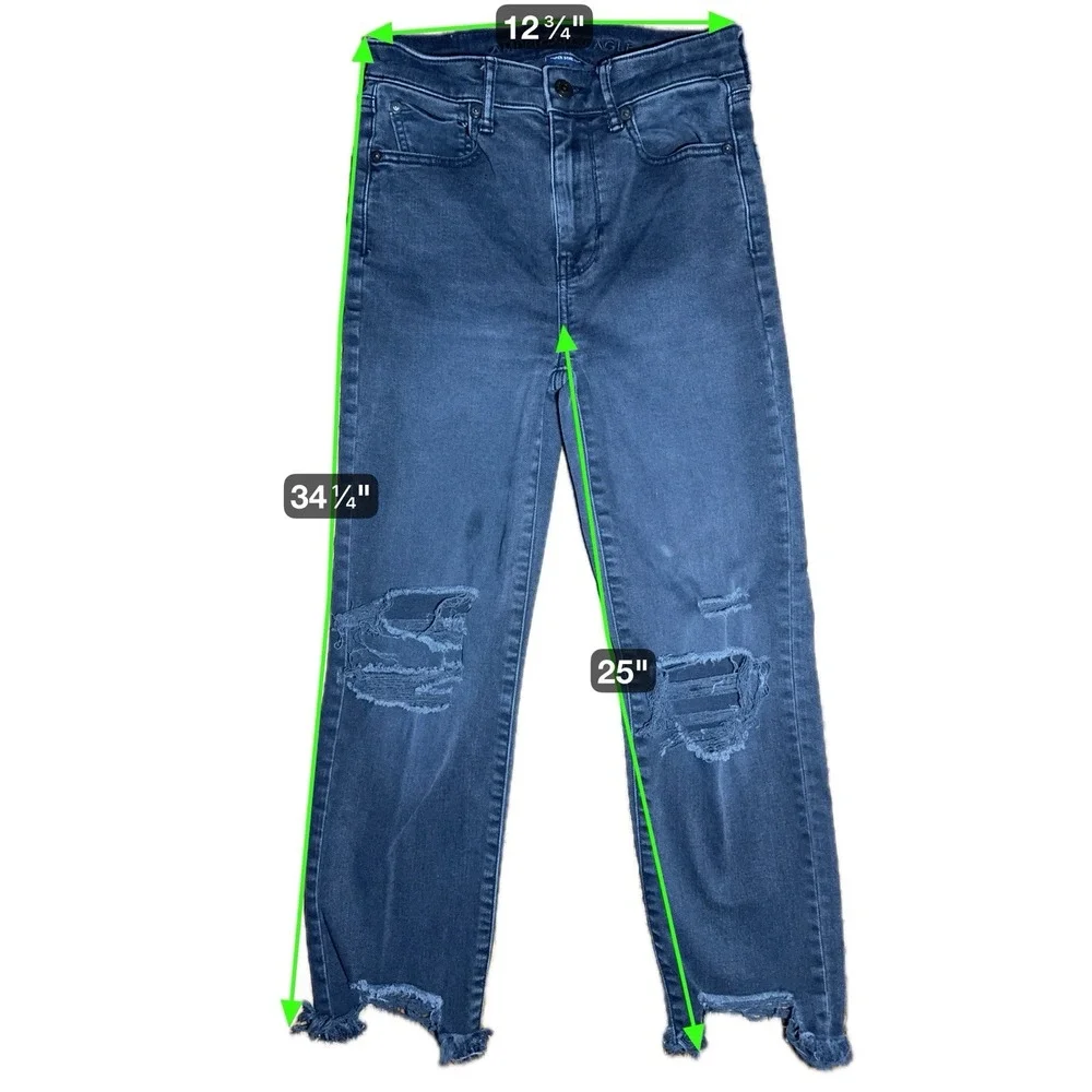 American Eagle Womens Sz 0 ‎ Straight Crop Jeans Black Regular Button Fly